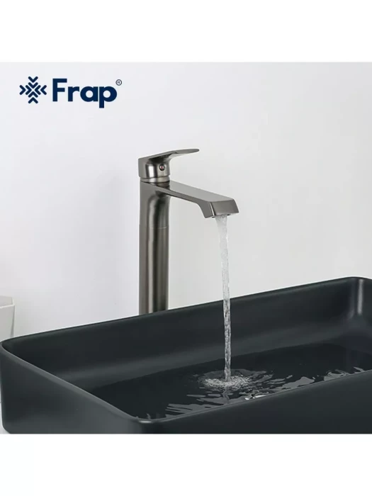Смеситель для раковины высокий Frap F1071-29 оружейная сталь