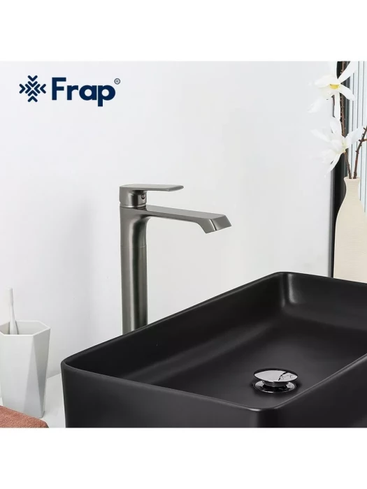 Смеситель для раковины высокий Frap F1071-29 оружейная сталь