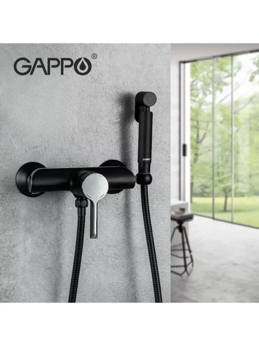 Смеситель Gappo G2003-6 для биде, настенный, с гигиенической лейкой, черный