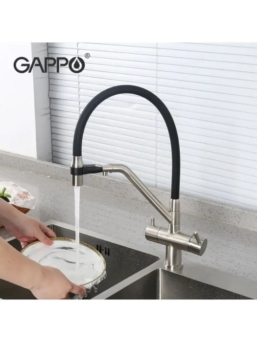 Смеситель для кухни Gappo G4398-85 однорычажный, латунь, черный, сатин
