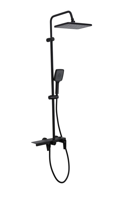 Душевая стойка с тропическим душем Frap F24203-6 алюминий, черный