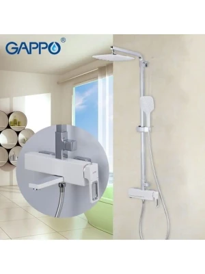 Душевая система со смесителем и тропическим душем Gappo G2417-8 белая