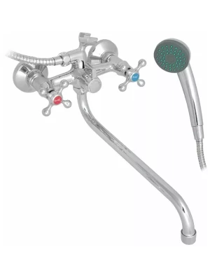Смеситель для ванны Frap F2208-2, латунь, хромированный, поворотный излив, 1/2", 150 см шланг