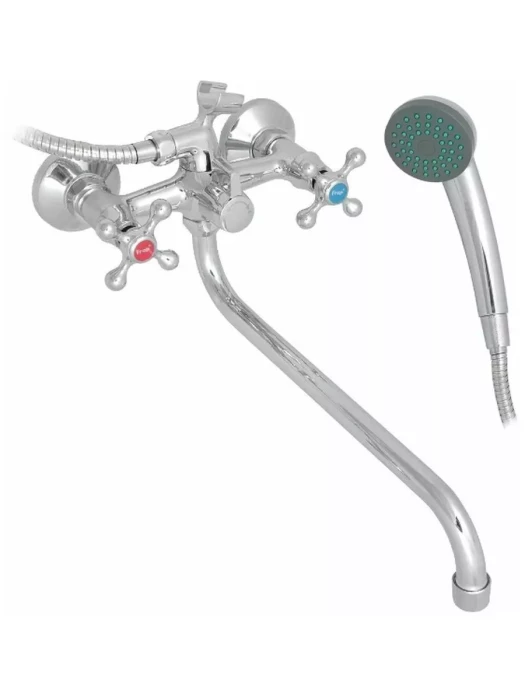Смеситель для ванны Frap F2208-2, латунь, хромированный, поворотный излив, 1/2", 150 см шланг