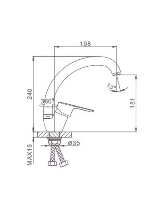 Смеситель для кухни Frap F41703-B, поворотный излив, однорычажный, хром