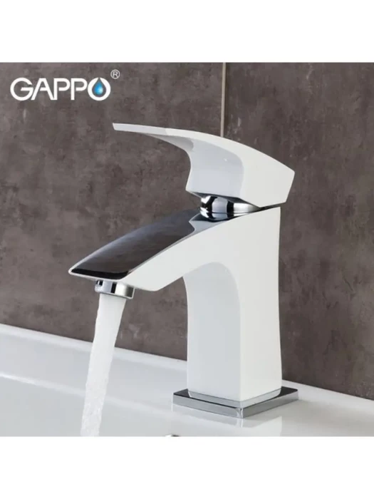 Смеситель для раковины низкий Gappo G07 G1007-7 латунь, былй/хром