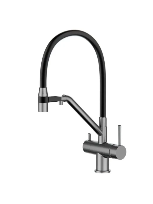 Смеситель для кухни Gappo G4398-89 с гибким изливом оружейная сталь