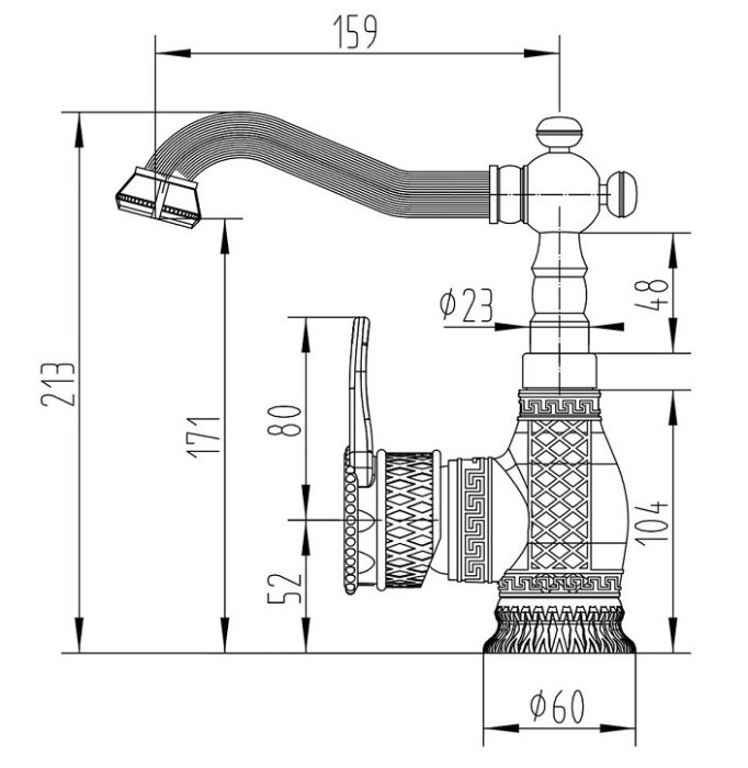 Смеситель для раковины ZORG Antic  (A 415U-SL)