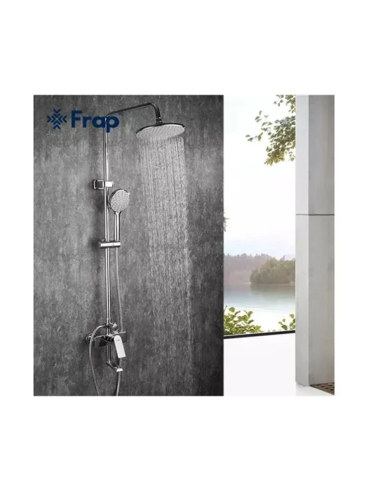 Душевая стойка со смесителем Frap F2428 с тропическим душем, хром