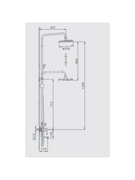 Душевая стойка со смесителем Frap F2428 с тропическим душем, хром