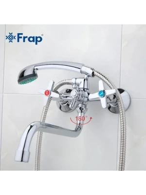 Смеситель для ванны Frap F2220, поворотный излив, лейка, шланг, цвет хром