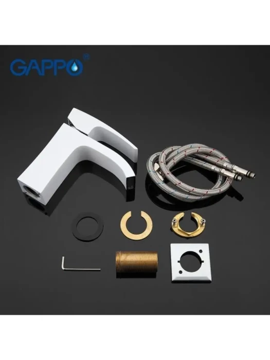 Смеситель для раковины Gappo G1007-8 латунь, однорычажный, белый