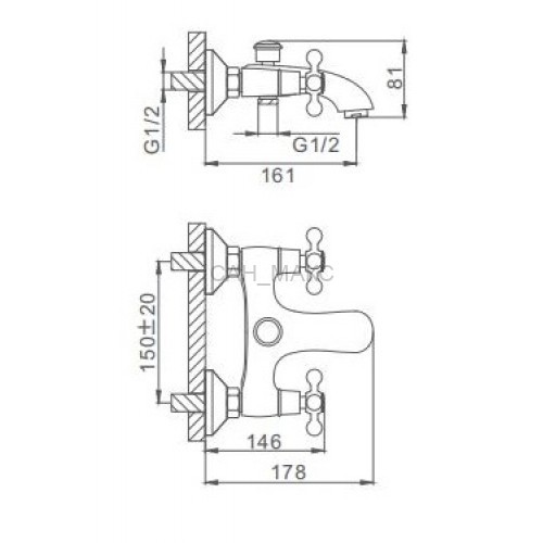 Смеситель для ванны Frap F3019-4