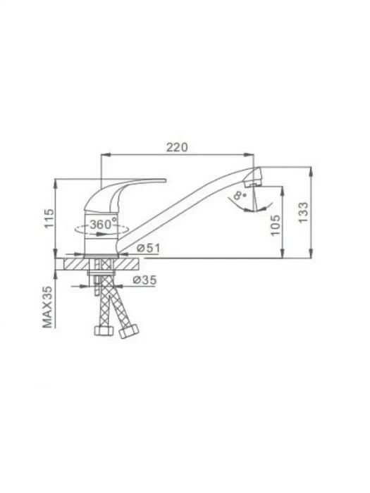Смеситель кухонный Frap F4202-B H02, для мойки, хром, силумин