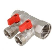 FR302 - 3/4F*3/4M*1/2M*4 Коллектор с отсекающими кранами