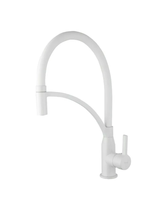 Смеситель для кухни с гибким изливом Frap F4552-8, матовый белый