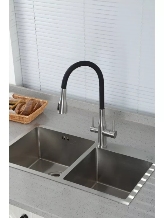 Смеситель для кухни Gappo G4399-65 нержавеющая сталь, черный, хром