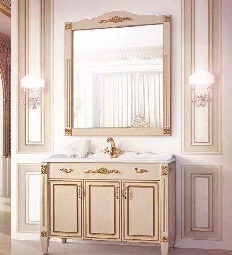Зеркало для ванной Belux В 105 Империя, Бежевый глянец поталь золото