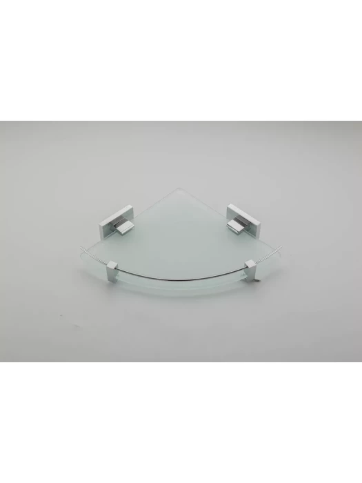 Полка Gappo G0721-1 настенная, угловая, стекло, латунь, хром