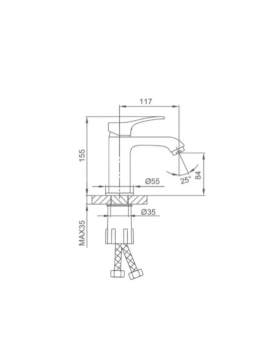 Смеситель Frap F1075-9, для раковины, латунь, покрытие PVD, графит