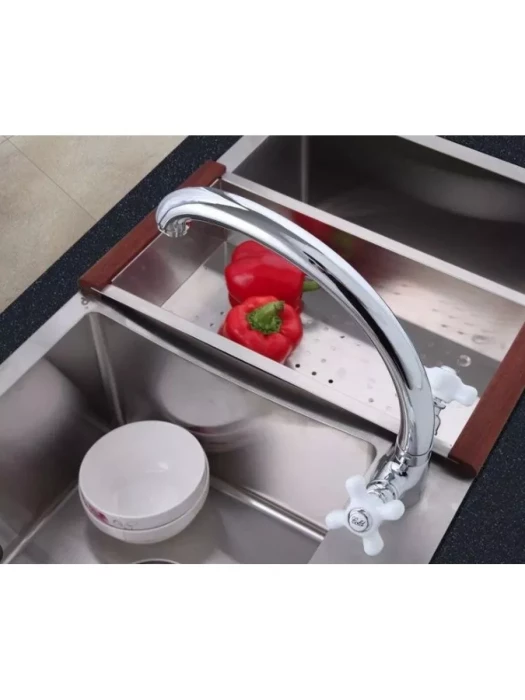 Смеситель для кухни Frap F4218, поворотный излив, вентильный, хром