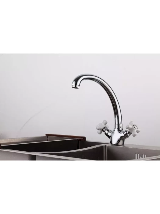 Смеситель для кухни Frap F4218, поворотный излив, вентильный, хром
