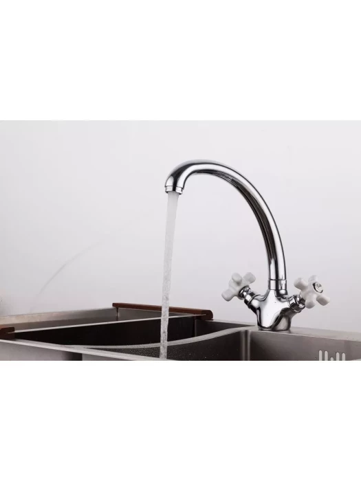 Смеситель для кухни Frap F4218, поворотный излив, вентильный, хром
