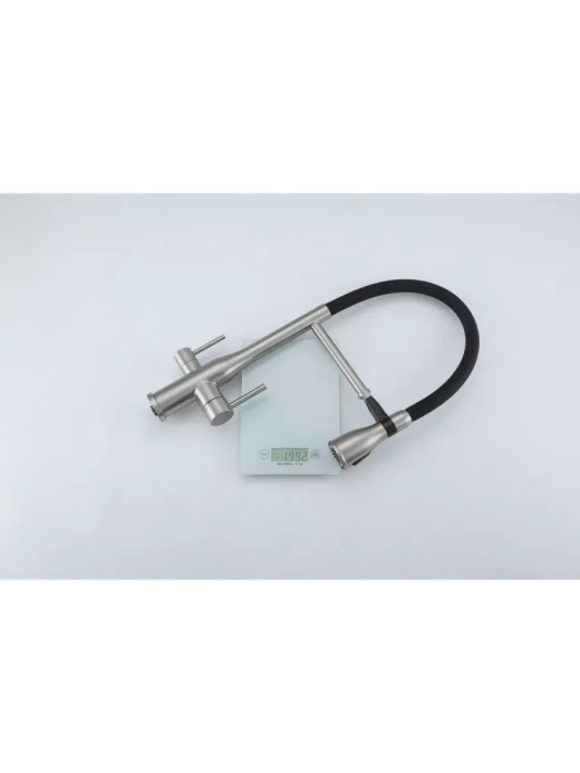 Смеситель для кухни Gappo G4399-75 подключение фильра, гибкий излив сатин/черный