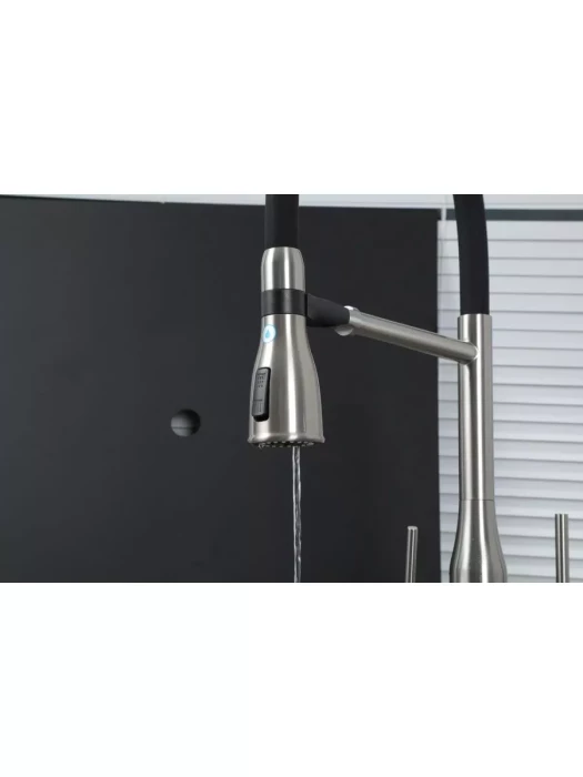 Смеситель для кухни Gappo G4399-75 подключение фильра, гибкий излив сатин/черный