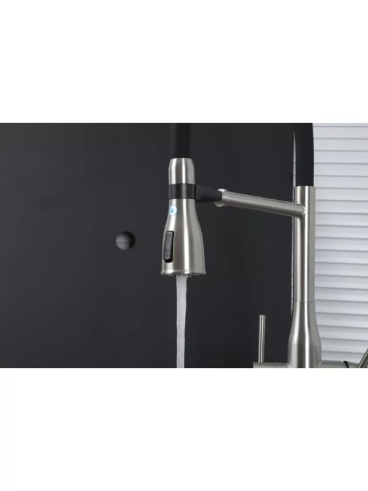 Смеситель для кухни Gappo G4399-75 подключение фильра, гибкий излив сатин/черный