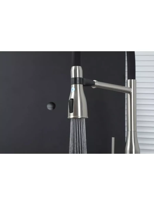 Смеситель для кухни Gappo G4399-75 подключение фильра, гибкий излив сатин/черный