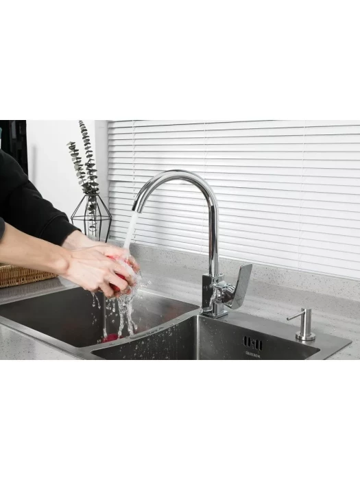 Смеситель для кухни Frud R41151, с поворотным изливом, однорычажный, хром