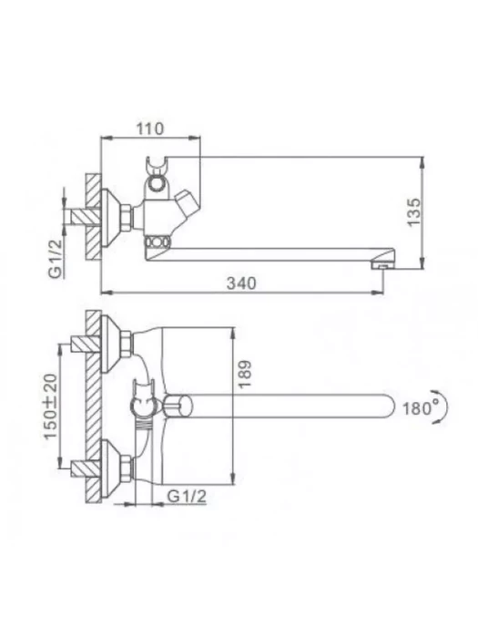Смеситель Frap F22731-B, для ванны, с душевой лейкой, латунь, глянцевый, хром