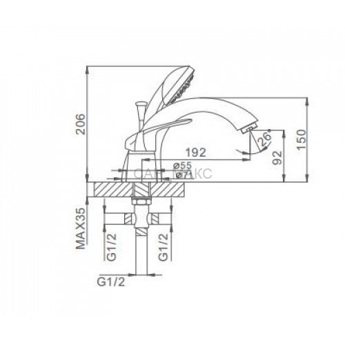 Смеситель на борт ванны Frap F1105
