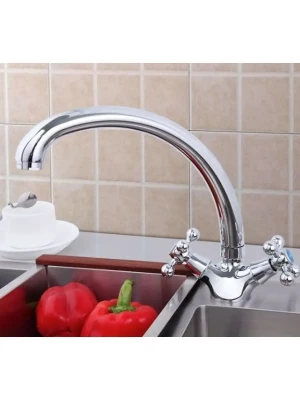 Смеситель кухонный Frap F4219-2, с поворотным изливом, латунный корпус, 1/2", хром