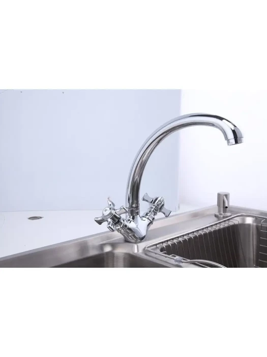 Смеситель для кухни Frap F4224, поворотный излив, вентильный, хром