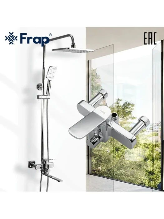 Душевая стойка с тропическим душем Frap H61 F2461, латунь цвет хром