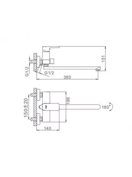 Смеситель для ванны Frap F2260, PVD покрытие, поворотный излив