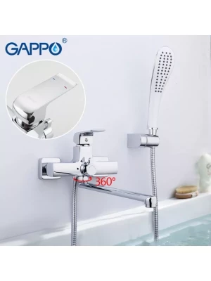 Смеситель для ванны с поворотным изливом  Gappo G2250-8, латунь белый/хром