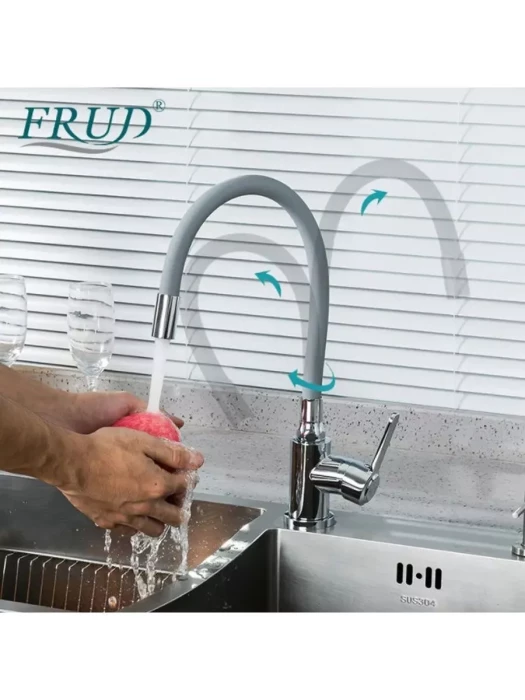 Смеситель для кухни Frud R42052-31, с гибким изливом, однорычажный, хром