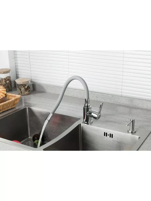 Смеситель для кухни Frud R42052-31, с гибким изливом, однорычажный, хром