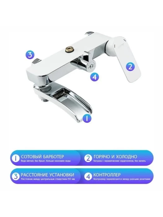 Душевая система Gappo G2448-8 настенная, латунь, белый, хром
