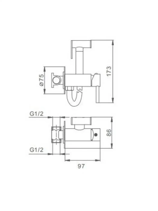 Смеситель Frap F7505-2 с гигиеническим душем, латунь, встраиваемый, аэратор, 86 мм