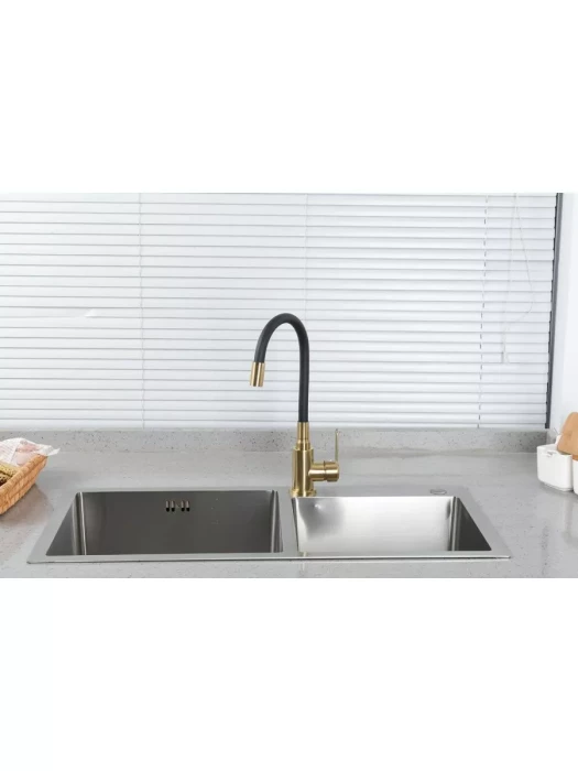 Смеситель для кухни с гибким изливом Frud R42052-33, гибкий излив, черный