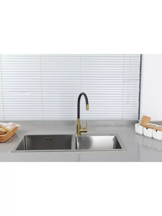 Смеситель для кухни с гибким изливом Frud R42052-33, гибкий излив, черный