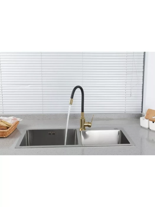 Смеситель для кухни с гибким изливом Frud R42052-33, гибкий излив, черный