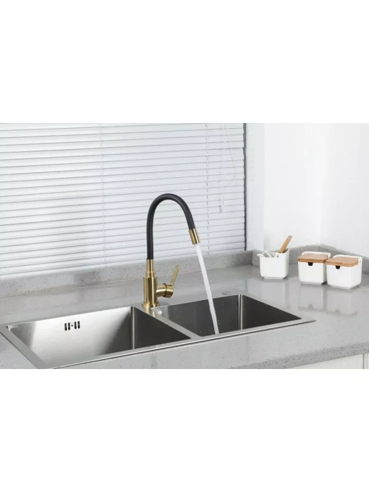 Смеситель для кухни с гибким изливом Frud R42052-33, гибкий излив, черный