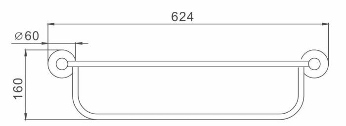 Полотенцедержатель HAIBA HB8324, нержавеющая сталь, длина 62,4 см, ширина 160 см, хром