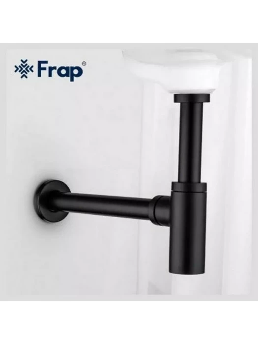 Сифон для раковины Frap F82-7, латунь, настенный, матовый черный