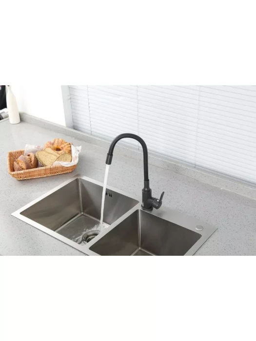 Смеситель для кухни с гибким изливом Frud R42052-39, гибкий, черный